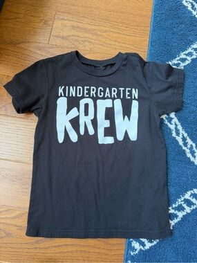 Maxima Black Tee with Pale Blue "Kindergarten KREW" Graphic